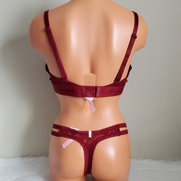 VS PINK T-SHIRT LIGHTLY LINED BRA 36D + PANTY L - Picture 2 of 4